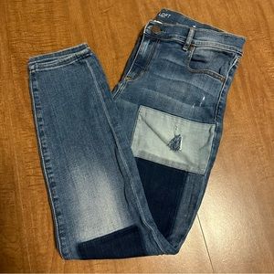 Loft Patchwork High waist Skinny Jeans sz 4 EUC